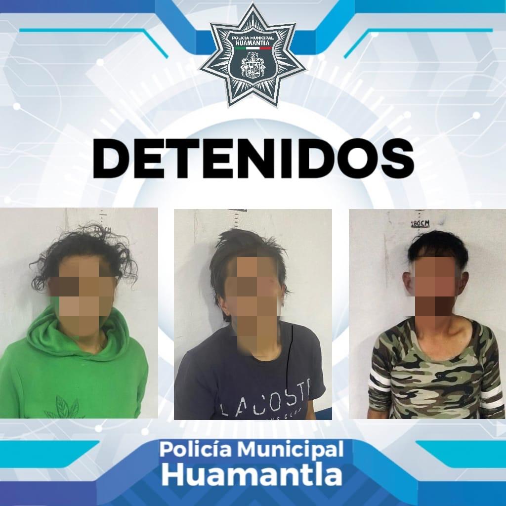 Detiene Policía de Huamantla a tres sujetos por agresiones y robo de cámaras de vigilancia